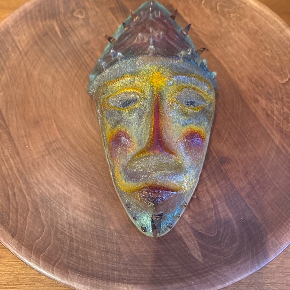 Diane Ferland Unsigned Glass Mask  10x6 Vintage Glass Collectible - Picture 9 of 10